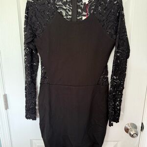 Parker Black Bodycon Dress Long Sleeve Crew Neck